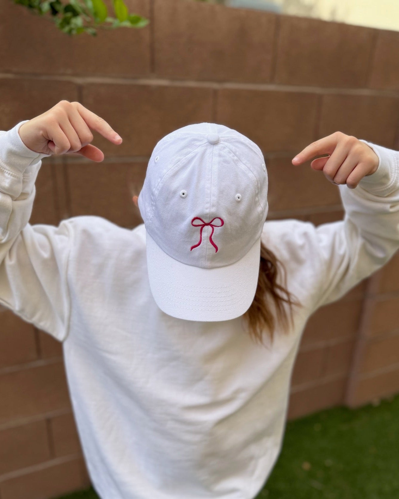 Kids' Embroidered Bow Baseball Hat - Pink