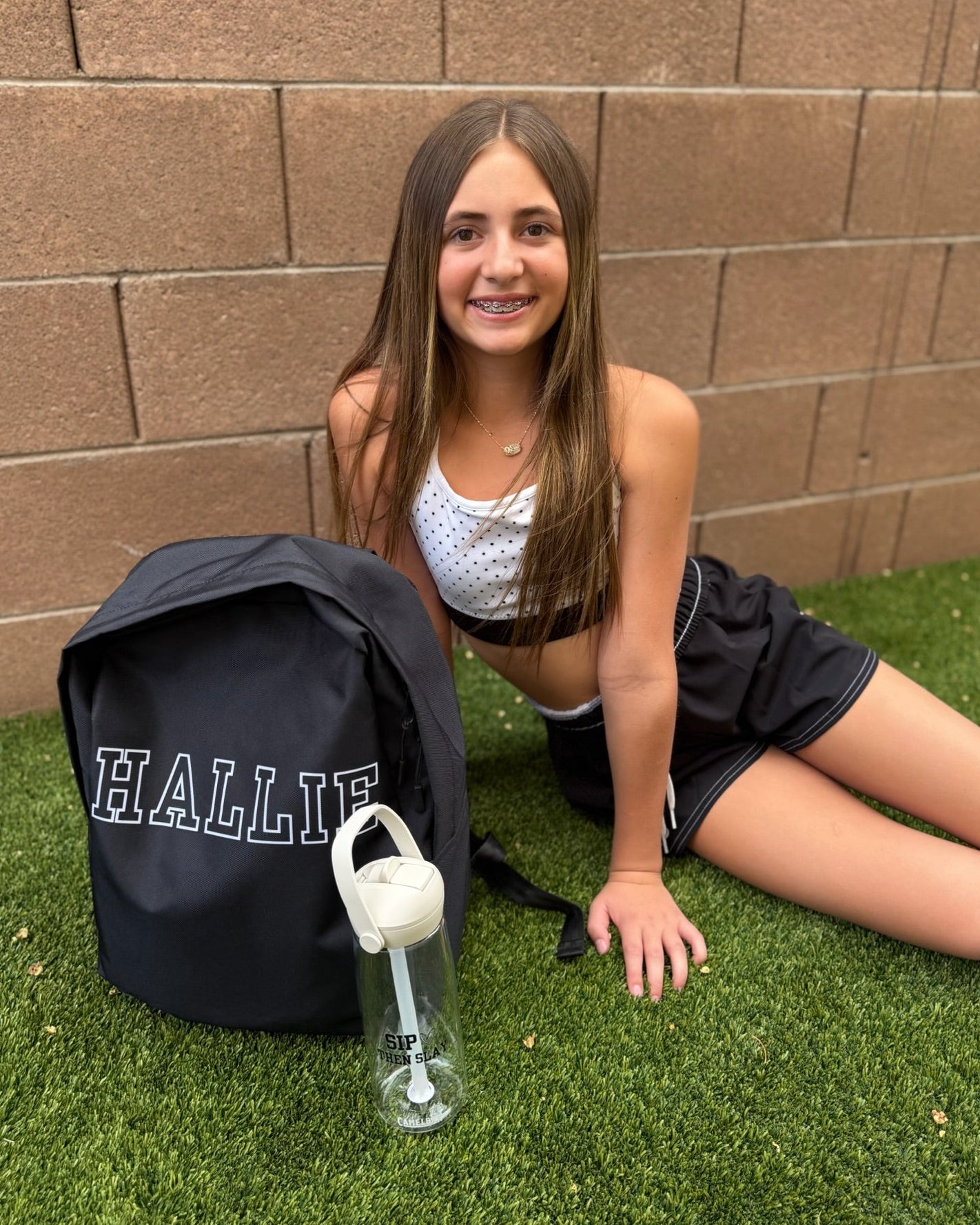 Sip Then Slay Flip Straw Water Bottle - Black