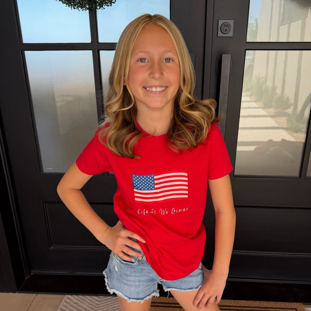 Kids' Stars & Stripes T-Shirt - White Print