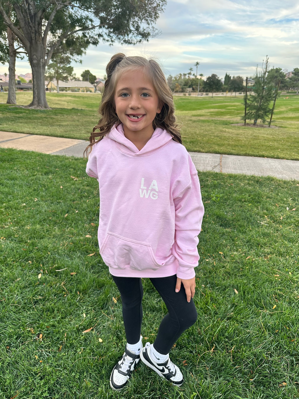 LAWG Chest Kids' Hoodie - White Print