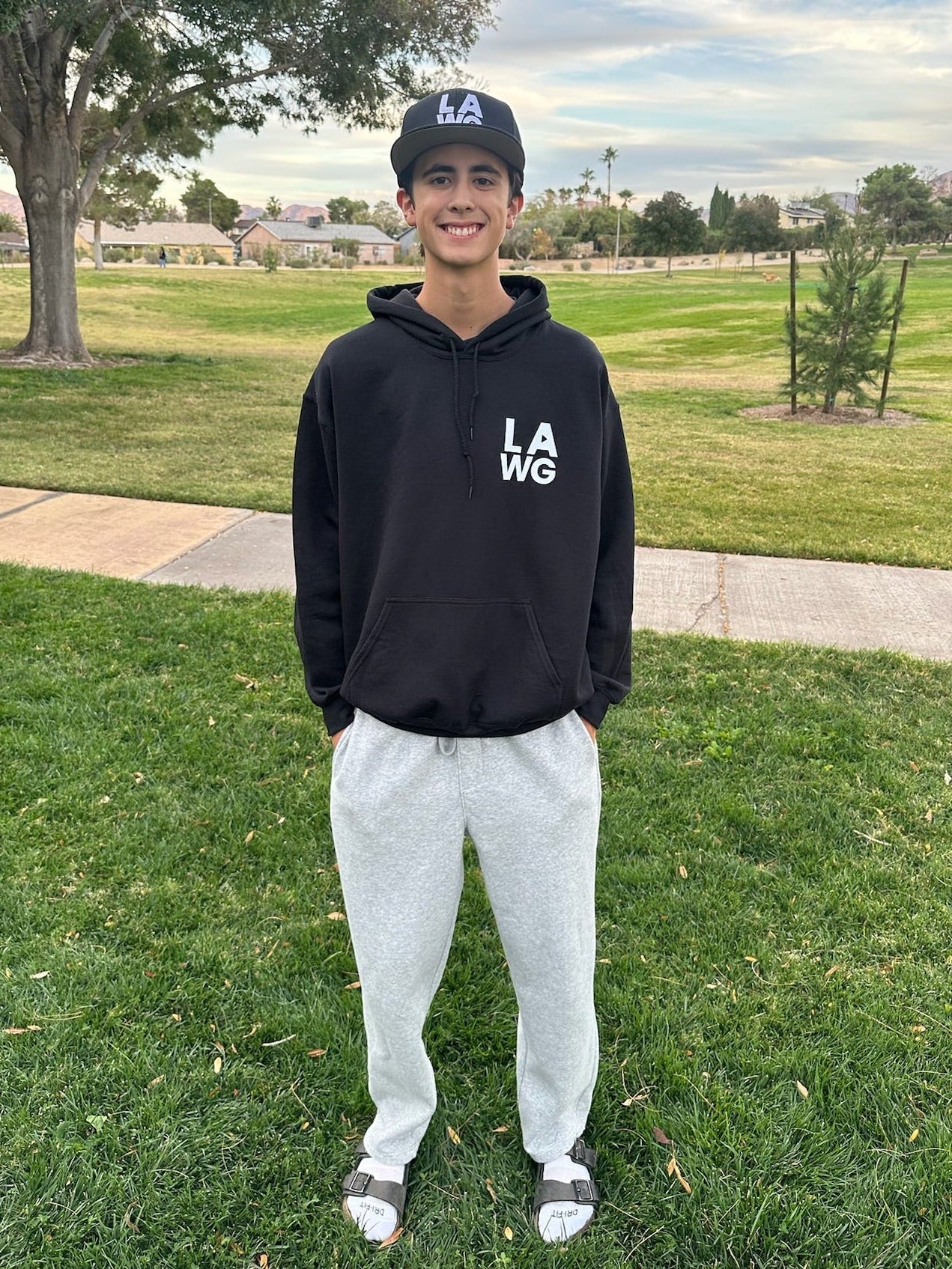 LAWG Chest Adult Hoodie - White Print